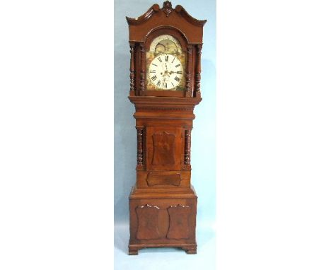 J J Reese, Port Madoc, a 19th century Welsh mahogany long case clock, the 14'' arched dial with calendar aperture, seconds su