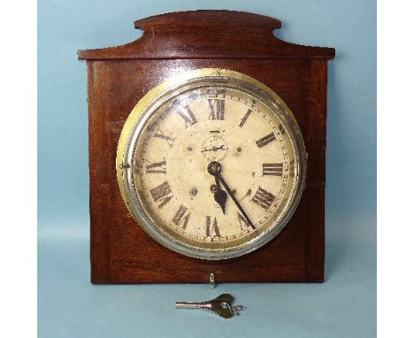 An Elliott brass ship's bulkhead clock, the 20cm dial with Roman numerals, seconds subsidiary and S/F, 25cm diameter overall,