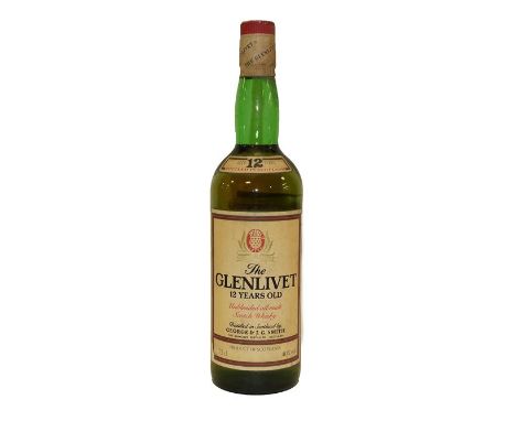 The Glenlivet 12 Years Old Unblended All Malt Scotch Whisky, 1980s bottling 40% vol, 75cl (one bottle)