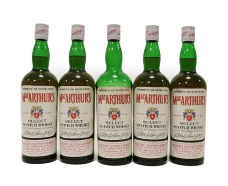 MacArthur's Select Scotch Whisky, 1970s bottling, 70° proof, 262/3 fl.ozs., in original cardboard crate (five bottles)