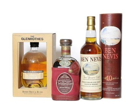 Cardhu 12 Year Old Single Malt Highland Scotch Whisky, 40% vol 70cl (one bottle), Ben Nevis 10 Year Old Single Highland Malt 