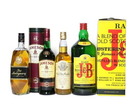 J&amp;B Rare Blended Scotch Whisky, 40% vol 2 litres, in original cardboard box (one bottle), MacNaMara Gaelic Scotch Whisky,