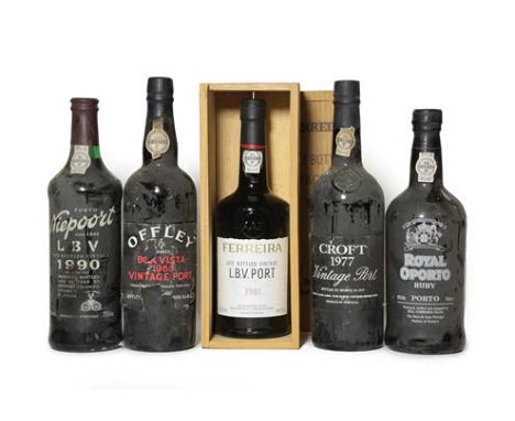 Croft 1977 Vintage Port (one bottle), Offley Boa Vista 1960 Vintage Port (one bottle), Niepoort LBV 1990 Port (one bottle), R