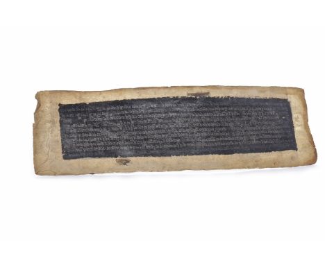 TWO EARLY TIBETAN MANUSCRIPT PAGESpossibly 18th century, with script overall, 54cm x 16cm (2) 
