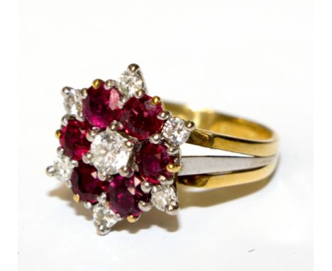 A ruby and diamond ring