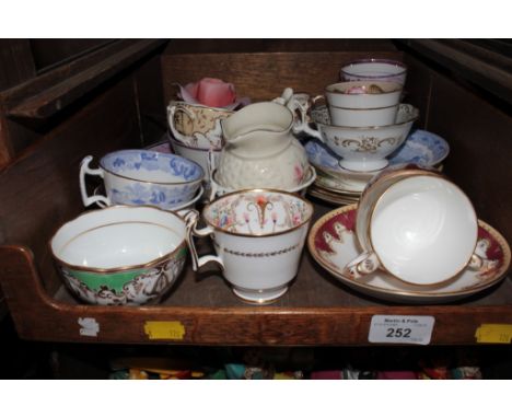 Various Victorian teacups and saucers, including lustrewares, and a Boehn china Queen Elizabeth rose