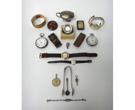 A gentleman's silver cased, openfaced pocket watch, London 1877, an Ingersoll pocket watch, a lady's Tissot wristwatch, two g