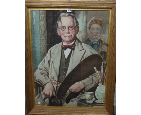 William Merrett Hodges (1881-1961), Self portrait, watercolour, signed, 77cm x 57cm. DDS