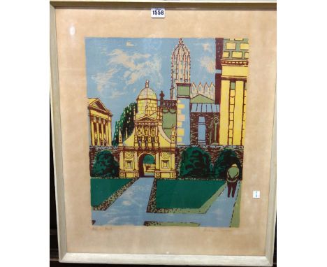 Julian Trevelyan (1910-1988), Gurgaon/Kings College Quad, Cambridge, colour lithograph, signed Artists proof, 48cm x 39cm. DD