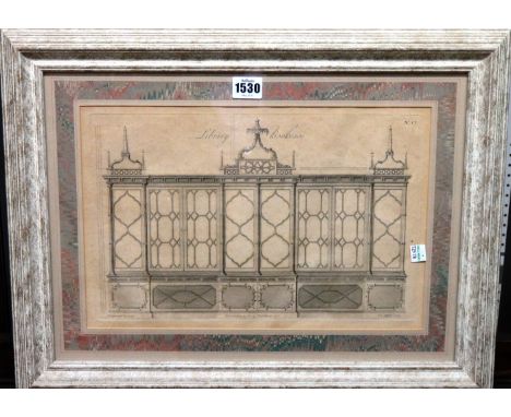 After Thomas Chippendale, Desk & Bookcase; Desk & Bookcase; Library Bookcase, a group of three engravings, various sizes.(3)