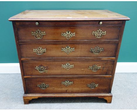 A mid 18th century mahogany chest, the brushing slide over four long graduated drawers, on bracket feet, 84cm wide.