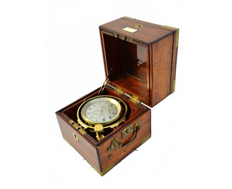 An early 19th century mahogany cased marine chronometer by Reid & Sons, Newcastle-upon-Tyne, with subsidiary seconds hand aga