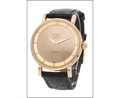 Universal Genève, A pink gold automatic centre seconds wristwatch with bumper rotor, Ref. 10234, Polerouter De Luxe, circa 19