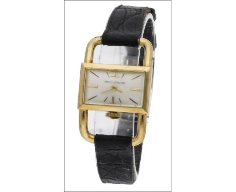 Jaeger-LeCoultre, A lady’s gold rectangular stirrup-form wristwatch, circa 1969 Movement: manual winding, no. 2013952 Dial: s