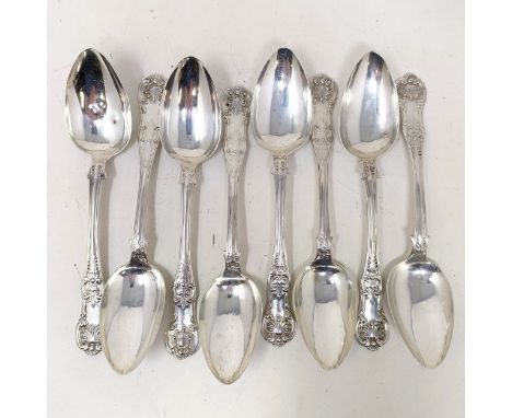 Eight Victorian Queens pattern silver dessertspoons, Glasgow 1844/1849, 11.8 ozt (8)