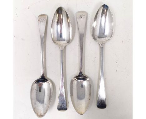 A pair of George III Old English pattern silver tablespoons, initialled, London 1819,&nbsp; and two others similar, 7.5 ozt (