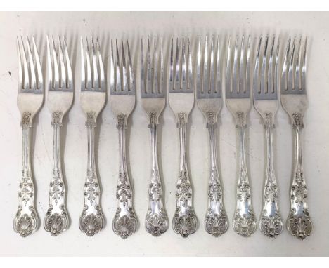 Six Queens pattern silver dessertspoons, Sheffield 1967, and four others, Sheffield 1989, 21.0 ozt (10)
