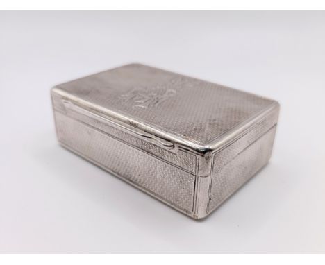 A Victorian silver combination snuff box/vesta case, with engine turned decoration, crested and monogrammed, London 1866, 4.4