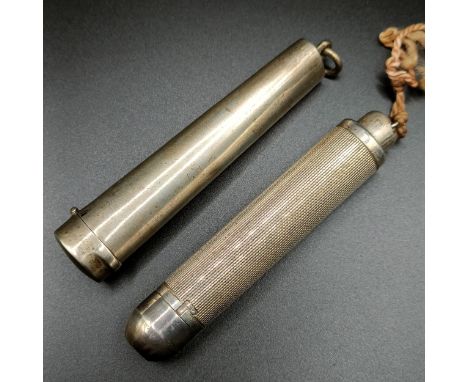 A George VI silver torch, London 1951, and a cheroot in a silver case (2)