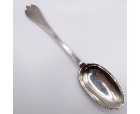 A Queen Anne silver treffid spoon, initialled and dated, Exeter 1714, 1.7 ozt