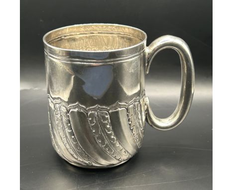 A late Victorian silver christening mug, monogrammed, Sheffield 1891, 2.5 ozt, 7.5 cm high