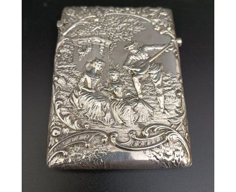A silver card case, with chased decoration, Birmingham 1901, 2.4 ozt, 10 cm high