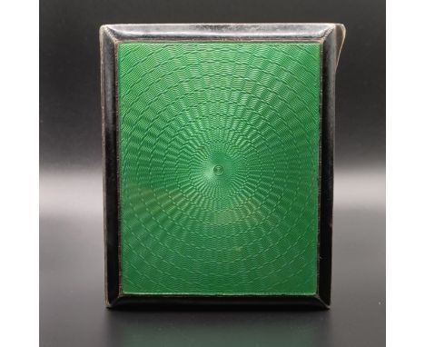 A George V silver, green and black enamel cigarette case, Birmingham 1933, 3.1 ozt