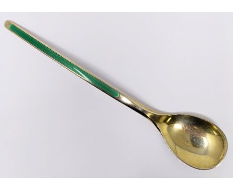 A sterling silver and green enamel spoon ,1.9 ozt (all in)