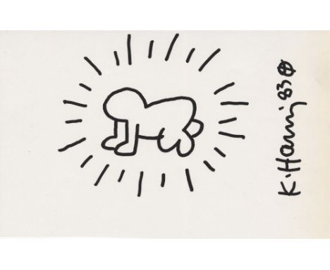 Artist: Keith Haring (American, 1958 - 1990). Title: "Radiant Baby [1983]". Medium: Black marker drawing on paper. Date: Comp