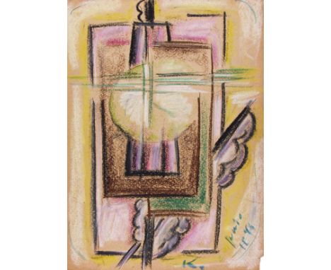 Artist: Jaled Muyaes (Chilean/Mexican, 1921 - 2007). Title: "Non-Objective Composition #22". Medium: Color crayon drawing. Da