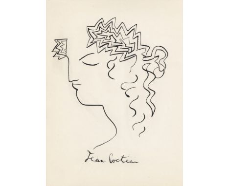 Artist: Jean Cocteau (French, 1889-1963). Title: "Un dieu grec". Medium: Pen and ink drawing on paper. Date: Composed 1954. D