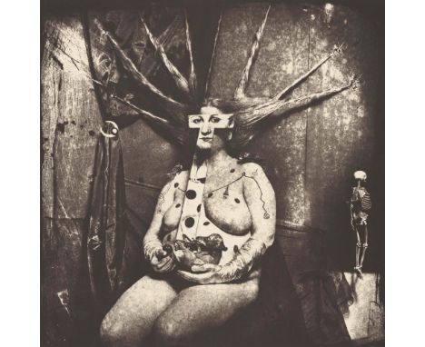 Artist: Joel-Peter Witkin (America, b.1939). Title: "Portrait of Nan". Medium: Original vintage photogravure. Date: Composed 