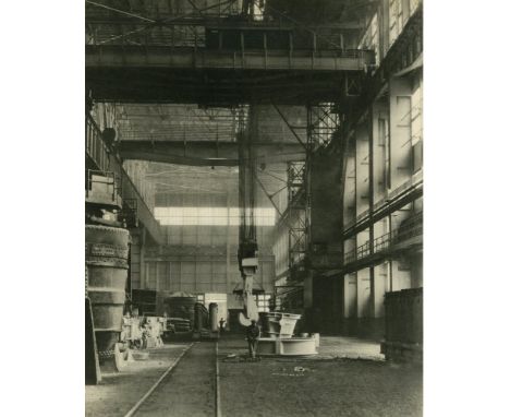 Artist: Charles Sheeler (American, 1883-1965). Title: "Ford Plant, River Rouge, Ladle Hook, Open Hearth Building". Medium: Or