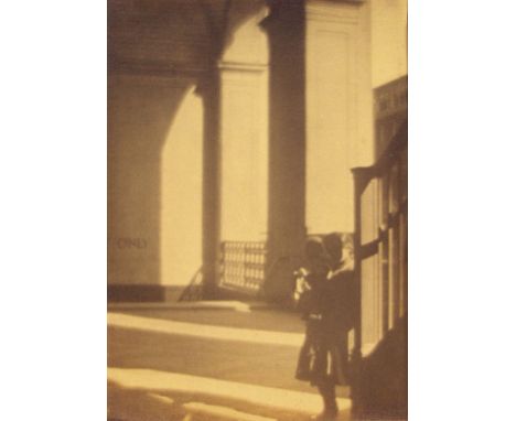 Artist: William Gordon Shields (Canadian/American, 1883 - 1947). Title: "Figures by the Staircase, New York City". Medium: Vi