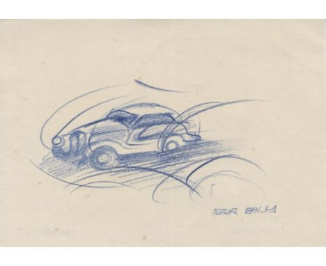 Artist: Giacomo Balla (Italian, 1871-1958). Title: "Automobile in corsa – studio". Medium: Color pencil drawing on paper. Dat