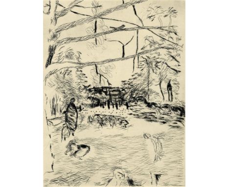 Artist: Pierre Bonnard (French, 1867 - 1947). Title: "Le Parc Monceau". Medium: Original etching. Date: Composed 1937. Printe