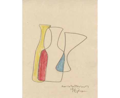 Artist: Ben Nicholson (English, 1894-1982). Title: "Forms Times Three". Medium: Crayon and pencil drawing on paper. Date: Com