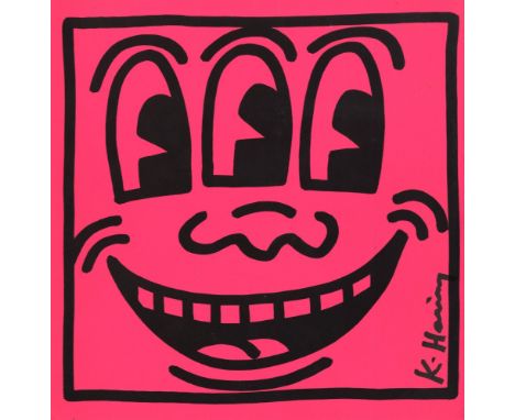 Artist: Keith Haring (American, 1958 - 1990). Title: "Three-Eyed Smiley Face [lithograph]". Medium: Color offset lithograph. 