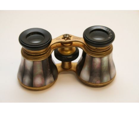 A cased pair of Aitchison mother of pearl opera glasses