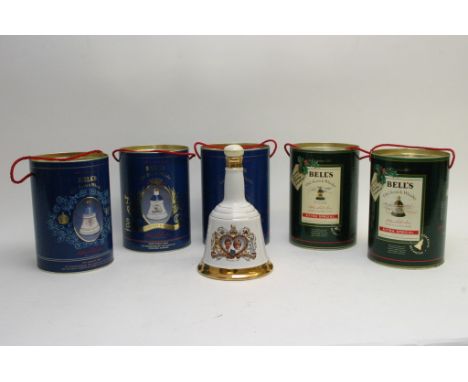 Five boxed porcelain decanters of Bells Extra Special Scotch Whisky and one unboxed (6) 