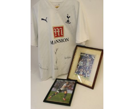 A Collection of Tottenham Hotspur items including a framed and signed Gareth Bale photo ,a framed and signed Iversen and Arms