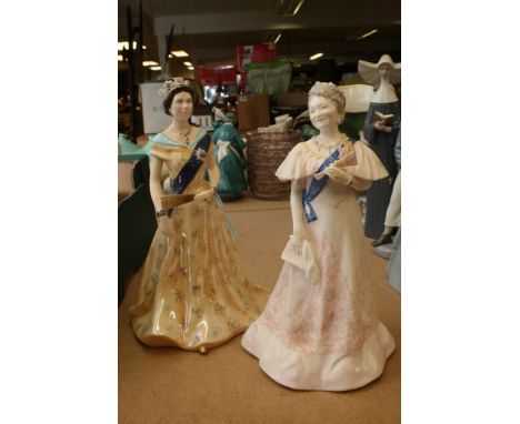 Two Royal Worcester figures, The Queen Mother, and a boxed Queen Elizabeth II diamond jubilee figure (2)
