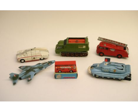 A collection of unboxed Dinky toys including no.105 Maximum Security Vehicle, no.104 Spectrum Pursuit Vehicle, Shadow 2 and S