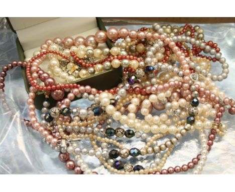 A collection of pearl necklaces
 