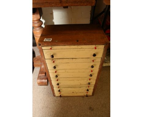 A small engineers chest, containing a collection of tools comprising engineers squares, milling bits, precision files, screwd