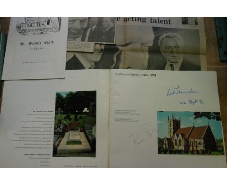 A Sir Winston Churchill exhibition programme signed Churchill 22 Sept '74 and Richard Burton. 