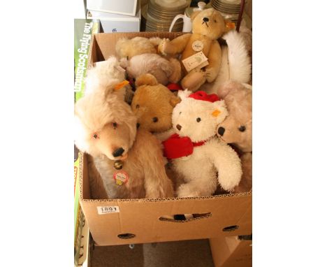 A box containing a collection of Steiff bears and other bears various