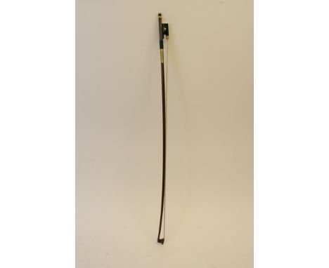 A good quality modern violin bow inset with mother of pearl