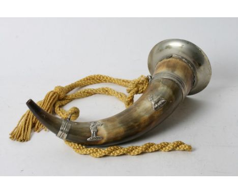 A genuine silver plated continental hunting horn 