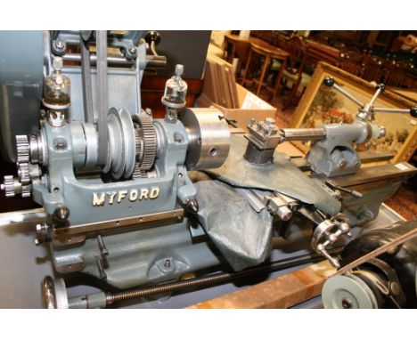 A 1940s Myford ML7, designed by Ted Barrs during the closing years of WWII. The ML7 was a well designed compact lathe. The My